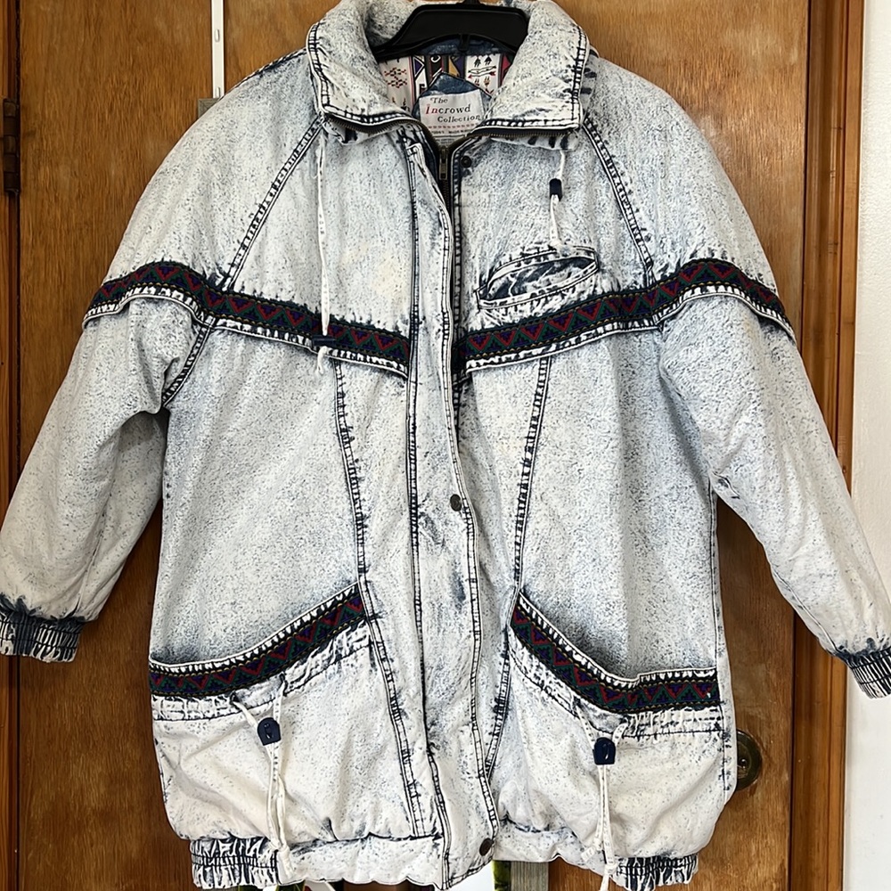 Vintage acid wash denim jacket puffer